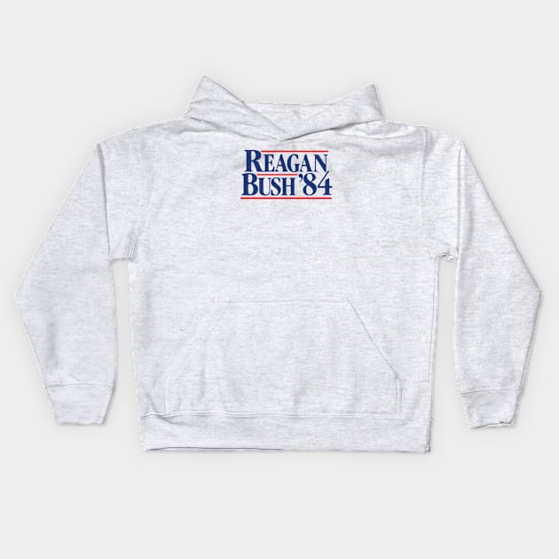 Vintage 80s Stranger Things Reagan Bush 84 Kids Hoodie by qpdesignco